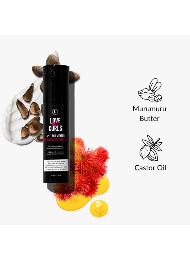 Love Ur Curls Split End Mender Restorative Leave in Treatment, for Dry, Damaged Hair, Hydration, Reduce Breakage & Seals Split Ends, 50mL