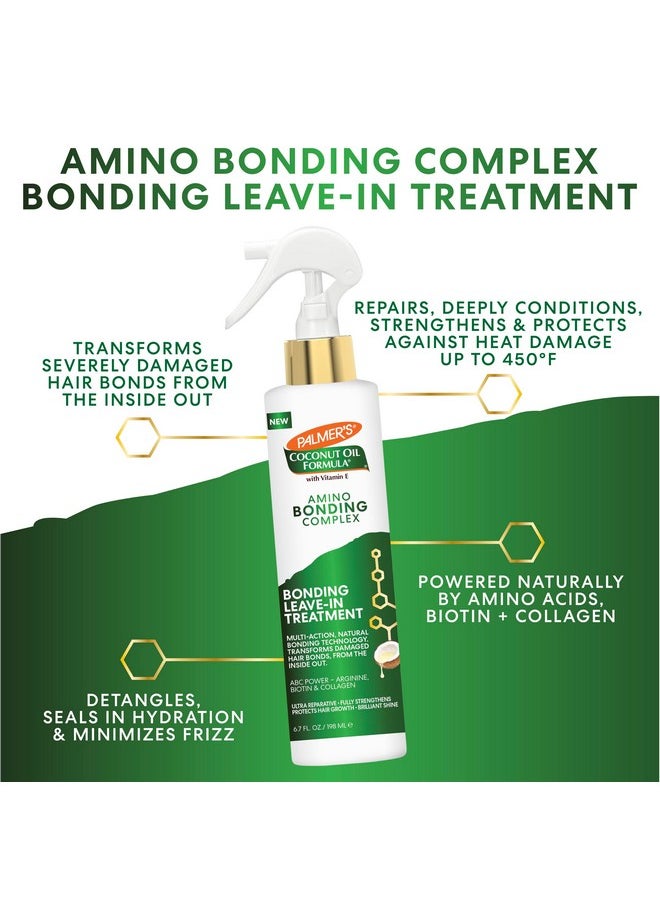 Palmer's Amino Bonding Complex Hair Treatment, Leave-In Conditioner Spray with Coconut Oil & Vitamin E, Heat Protectant, Anti Frizz, Strengthens & Protects Hair Growth, All Hair Types, 6.7 fl. oz