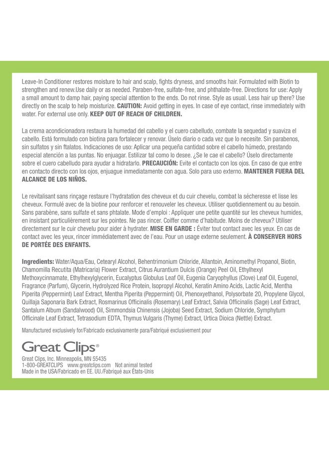GREAT CLIPS LATITUDE Leave-In Conditioner | Hydrating Leave In Conditioner for Men | Promotes Hair Strength + Renewal | 12oz