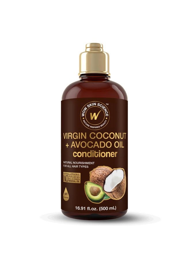 WOW Hair Conditioner - Coconut & Avocado Oil - Restore Dry, Damaged Hair - Increase Gloss - Reduce Split Ends, Frizz - Sulfate, Silicones, Paraben Free - All Hair Types, Adults & Children - 500 mL