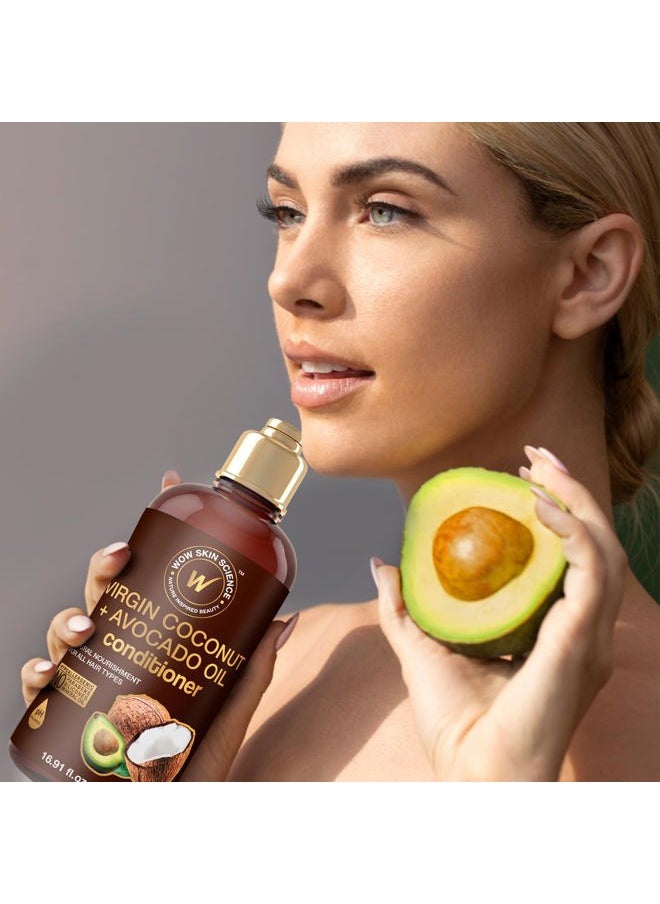 WOW Hair Conditioner - Coconut & Avocado Oil - Restore Dry, Damaged Hair - Increase Gloss - Reduce Split Ends, Frizz - Sulfate, Silicones, Paraben Free - All Hair Types, Adults & Children - 500 mL