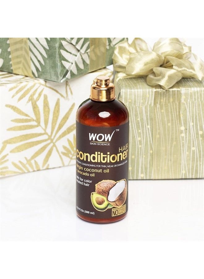 WOW Hair Conditioner - Coconut & Avocado Oil - Restore Dry, Damaged Hair - Increase Gloss - Reduce Split Ends, Frizz - Sulfate, Silicones, Paraben Free - All Hair Types, Adults & Children - 500 mL