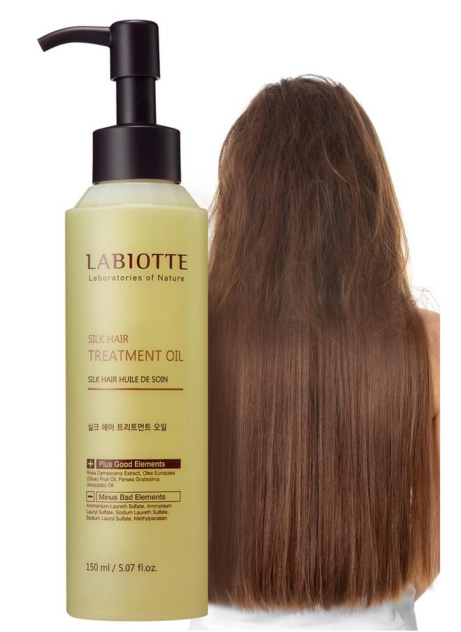 LABIOTTE Silk Oil Hair Treatment for Repair, Frizz Control & Shine - With Jojoba Oil for Dry, Damaged Hair Growth - 5.07 Fl Oz