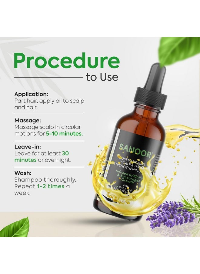 SANOOR® Rosemary Mint, Scalp Hair Growth Oil, Infused Biotin to Encourages Hair Growth | Healthier, Stronger & Long Strands | All Type & Texture | Straight, Waves & Chemically Treated Hairs