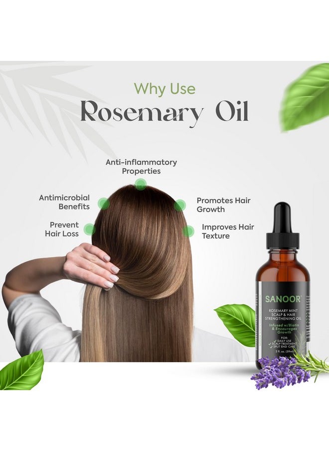 SANOOR® Rosemary Mint, Scalp Hair Growth Oil, Infused Biotin to Encourages Hair Growth | Healthier, Stronger & Long Strands | All Type & Texture | Straight, Waves & Chemically Treated Hairs