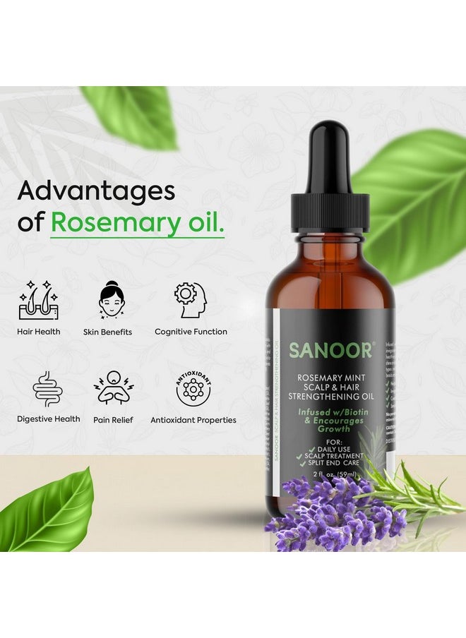SANOOR® Rosemary Mint, Scalp Hair Growth Oil, Infused Biotin to Encourages Hair Growth | Healthier, Stronger & Long Strands | All Type & Texture | Straight, Waves & Chemically Treated Hairs