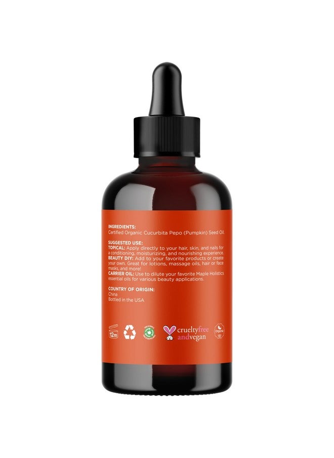 USDA Organic Pumpkin Seed Oil - 100% Pure Pumpkin Seed Oil for Hair Growth Dry Skin and Anti Aging Face Oil - Organic Hair Oil for Dry Damaged Hair and Growth - Virgin Cold Pressed & Unrefined (4oz)