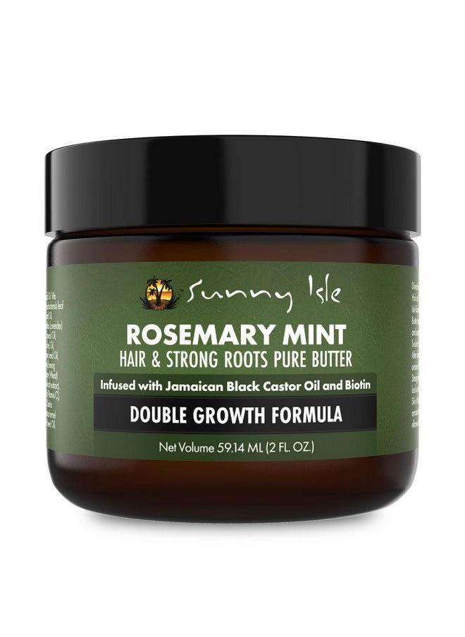 Sunny Isle Rosemary Mint Hair and Strong Roots Butter 2oz | Infused with Biotin & Jamaican Black Castor Oil | Strengthen and Nourish Hair | Dry Scalp, Split Ends