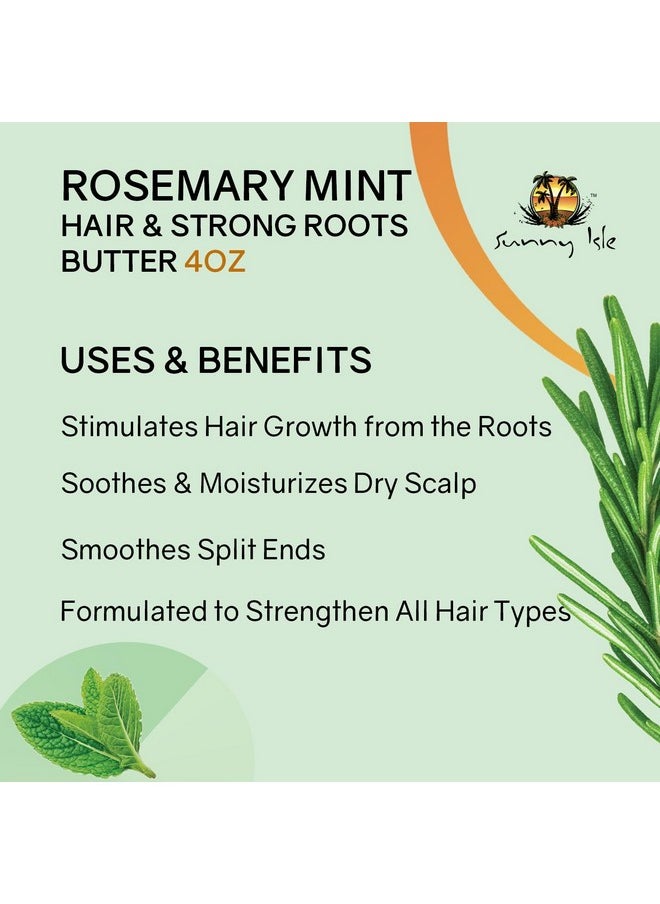 Sunny Isle Rosemary Mint Hair and Strong Roots Butter 2oz | Infused with Biotin & Jamaican Black Castor Oil | Strengthen and Nourish Hair | Dry Scalp, Split Ends