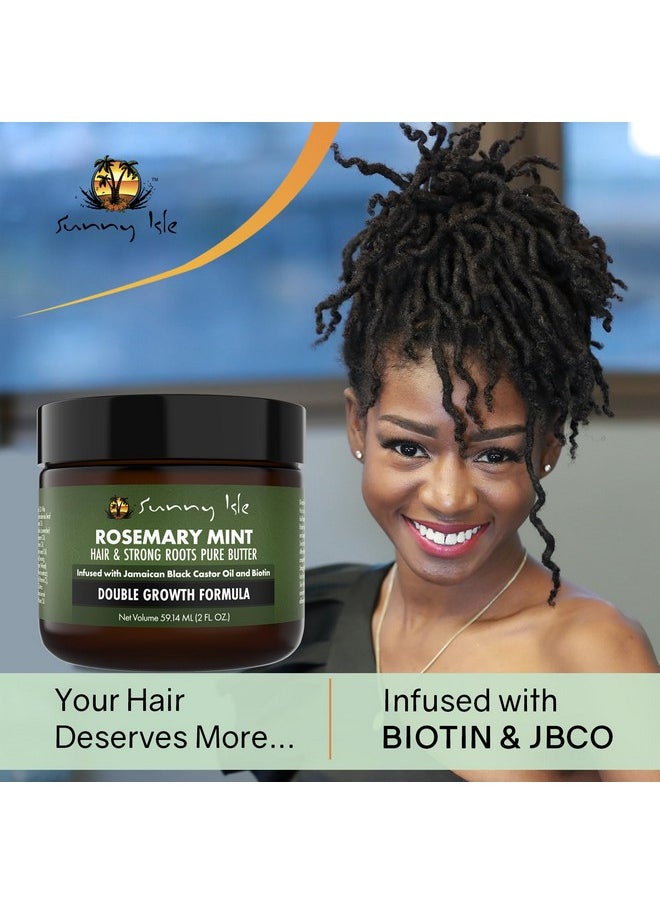 Sunny Isle Rosemary Mint Hair and Strong Roots Butter 2oz | Infused with Biotin & Jamaican Black Castor Oil | Strengthen and Nourish Hair | Dry Scalp, Split Ends