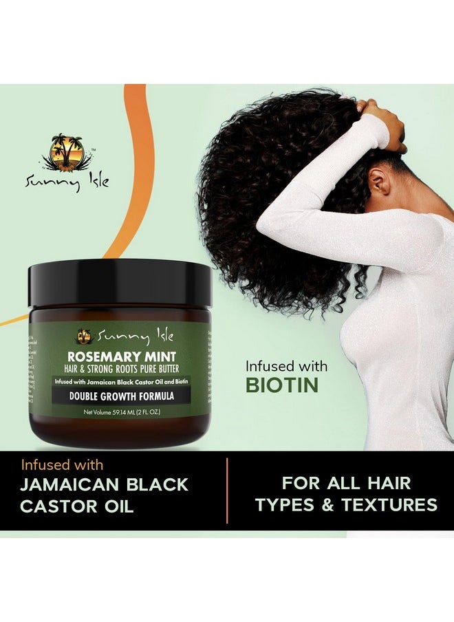 Sunny Isle Rosemary Mint Hair and Strong Roots Butter 2oz | Infused with Biotin & Jamaican Black Castor Oil | Strengthen and Nourish Hair | Dry Scalp, Split Ends