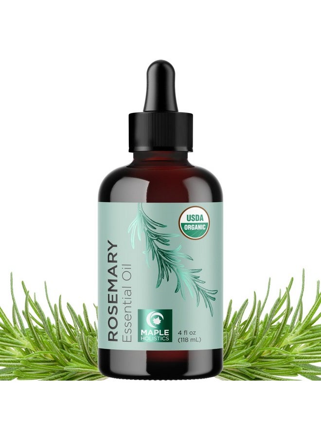 Certified Organic Rosemary Oil for Hair - Extra Large 100% Pure USDA Organic Rosemary Essential Oil for Hair Skin and Nails - Organic Hair Oil for Dry Scalp Treatment and Enhanced Volume and Shine