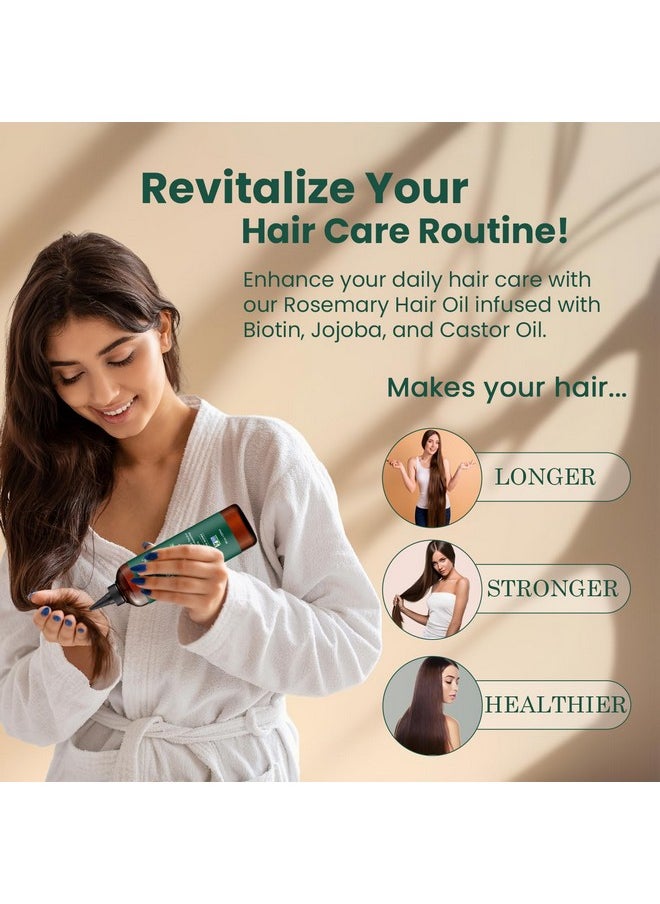 Natural Riches 100% Pure Premium Rosemary Oil For Hair Growth With Mint and Biotin Hair Strengthening Treatment | Nourishing & Volumizing | With Jojoba Oil & Castor Oil | Non GMO Verified 8 Fl oz.