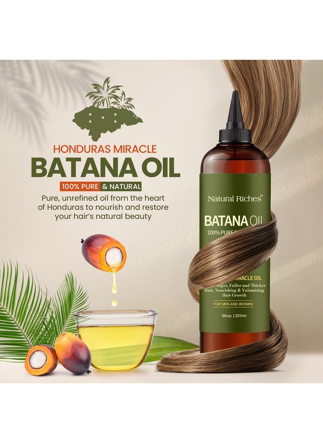 Natural Riches Unrefined Organic Batana Oil, 8 fl oz, 100% Pure & Natural, Cold pressed Honduras Miracle Oil for Hair Growth.