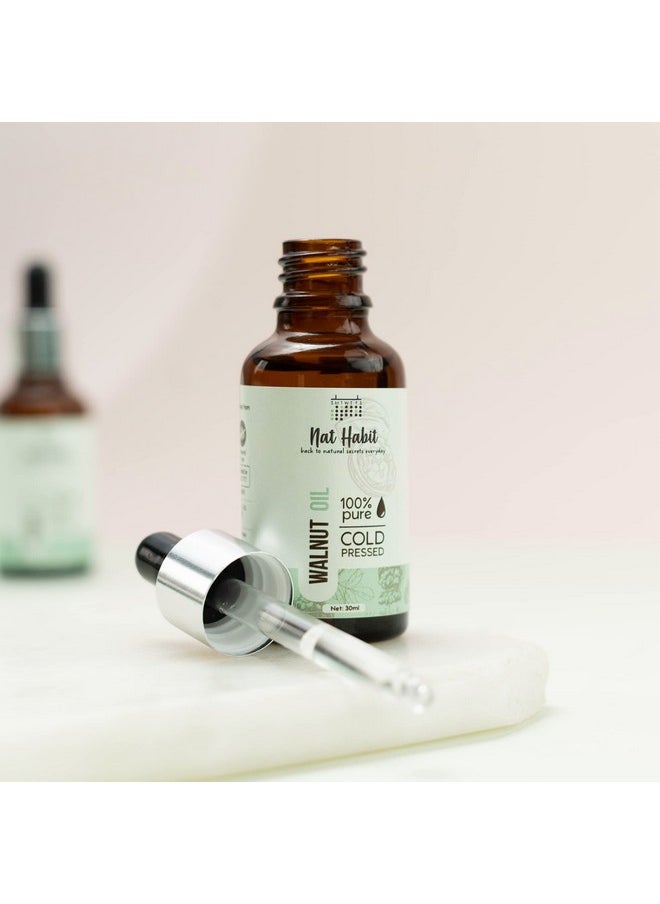 Nat Habit Cold Pressed 100% Pure Oil for Skin & Hair | Fresh from our Ayurvedic Kitchen, Zero Preservatives | Body Massage Oil, Hair Oil (Walnut Oil, 30ml)
