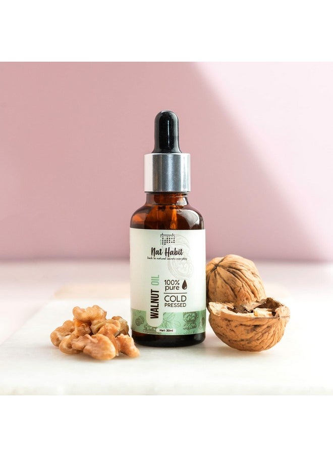 Nat Habit Cold Pressed 100% Pure Oil for Skin & Hair | Fresh from our Ayurvedic Kitchen, Zero Preservatives | Body Massage Oil, Hair Oil (Walnut Oil, 30ml)