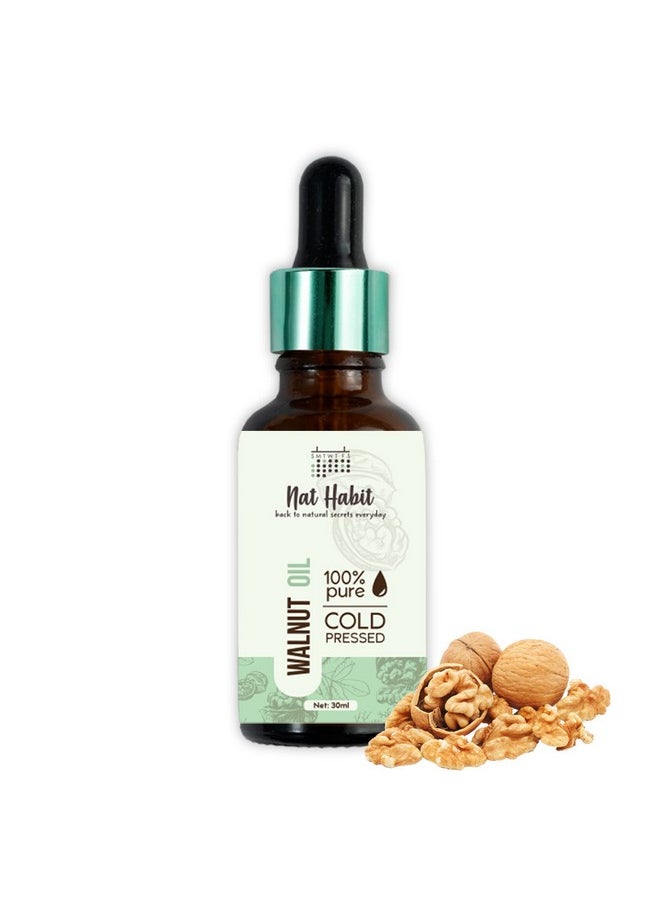 Nat Habit Cold Pressed 100% Pure Oil for Skin & Hair | Fresh from our Ayurvedic Kitchen, Zero Preservatives | Body Massage Oil, Hair Oil (Walnut Oil, 30ml)