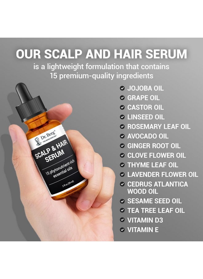 Dr. Berg Scalp & Hair Serum (Improved Formula) with Vitamin D3 & E - Clinically Tested, Paraben- and Sulfate-Free Hair Oil for Women & Men - Includes Rosemary Oil, Castor Oil & Jojoba Oil - 2 Fl oz