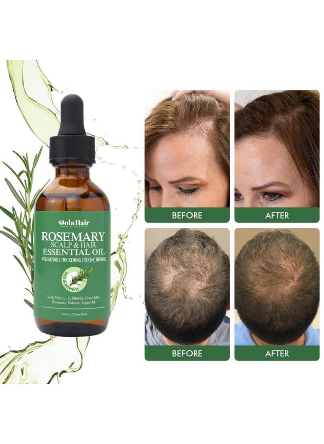 Organic Essential Rosemary Oil for Hair Growth, Thin Hair, Healthy Scalp and Skin (2.03 Oz)