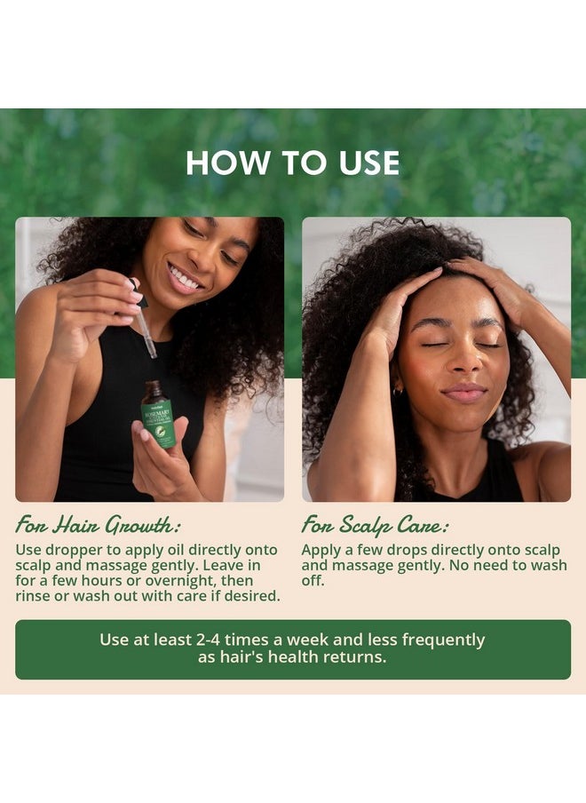 Organic Essential Rosemary Oil for Hair Growth, Thin Hair, Healthy Scalp and Skin (2.03 Oz)