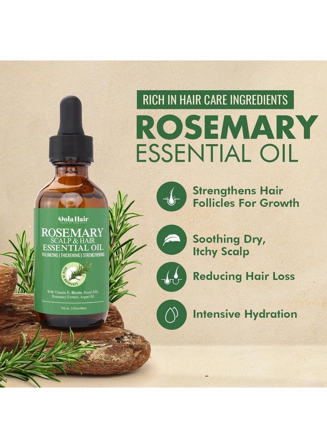 Organic Essential Rosemary Oil for Hair Growth, Thin Hair, Healthy Scalp and Skin (2.03 Oz)