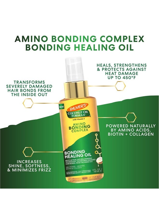 Palmer's Amino Bonding Complex Hair Oil, Healing Treatment with Coconut Oil & Vitamin E, Heat Protectant, Anti Frizz, Adds Shine, Strengthens & Protects Hair Growth, All Hair Types, 4 fl oz