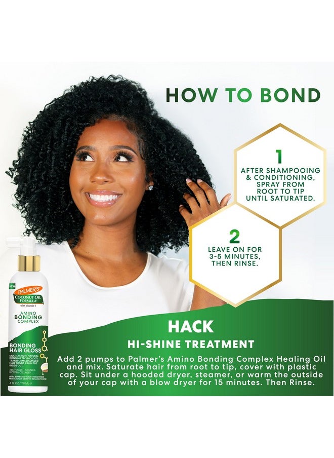 Palmer's Amino Bonding Complex Hair Gloss with Coconut Oil & Vitamin E - Hydrating, Heat Protectant, Anti-Frizz, Adds Shine for Healthy Hair Growth, All Hair Types, 4 fl. oz