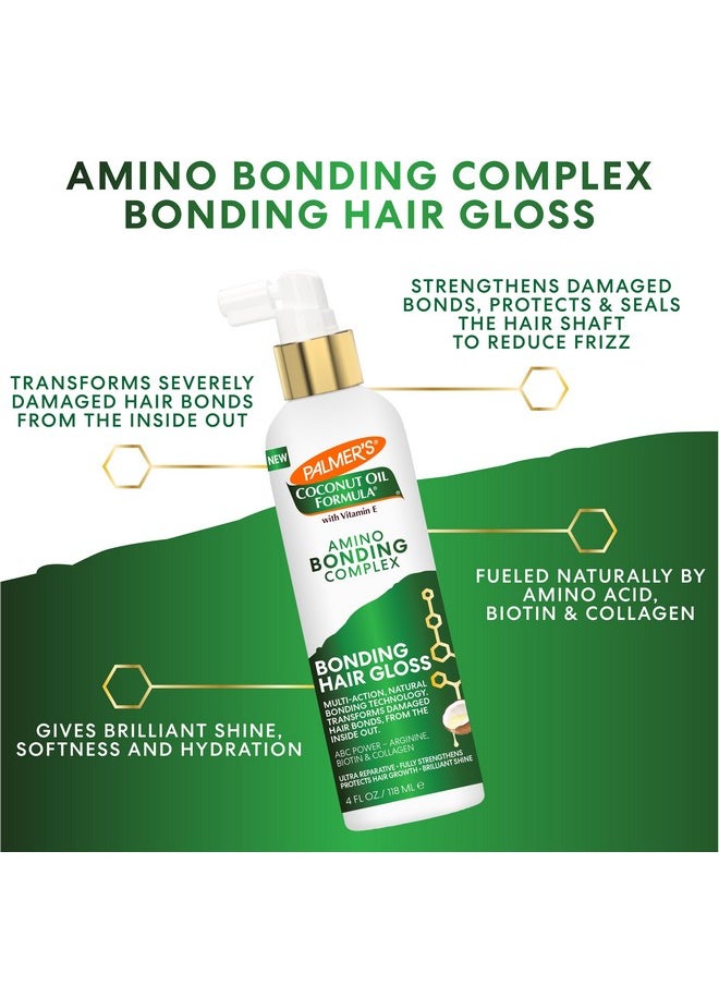 Palmer's Amino Bonding Complex Hair Gloss with Coconut Oil & Vitamin E - Hydrating, Heat Protectant, Anti-Frizz, Adds Shine for Healthy Hair Growth, All Hair Types, 4 fl. oz