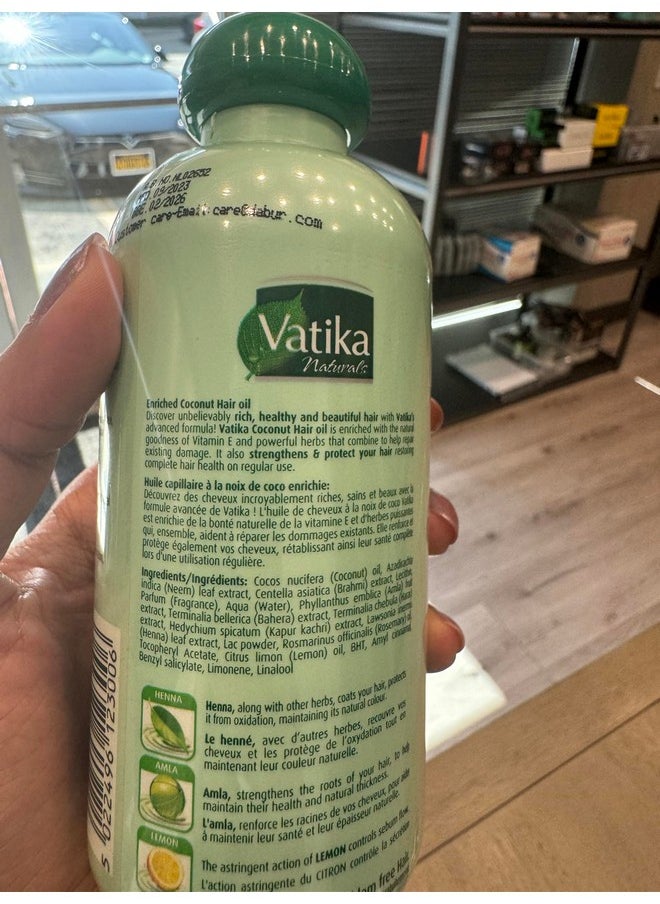 Dabur Vatika Naturals Coconut Hair Oil with Henna, Amla, Lemon & 5 Herbs - Nourish & Strengthen Hair & Scalp for Healthy & Radiant Hair for Kids, Women & Adults - 5.07 Fl Oz (Pack of 1)