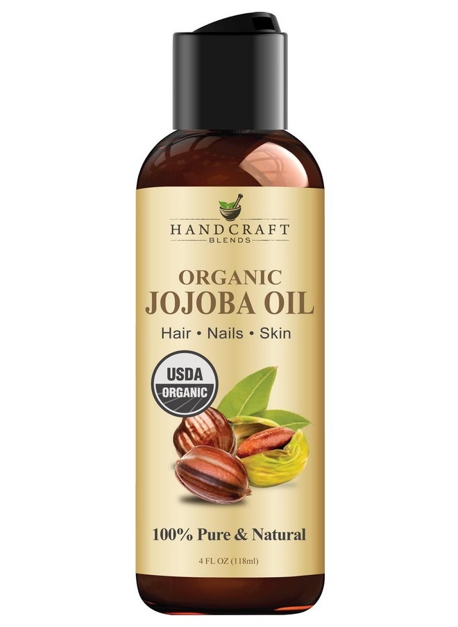 Handcraft Blends USDA Organic Jojoba Oil - 4 Fl Oz - 100% Pure and Natural - Premium Grade Oil for Skin and Hair - Anti-Aging Oil - Cold-Pressed and Hexane-Free