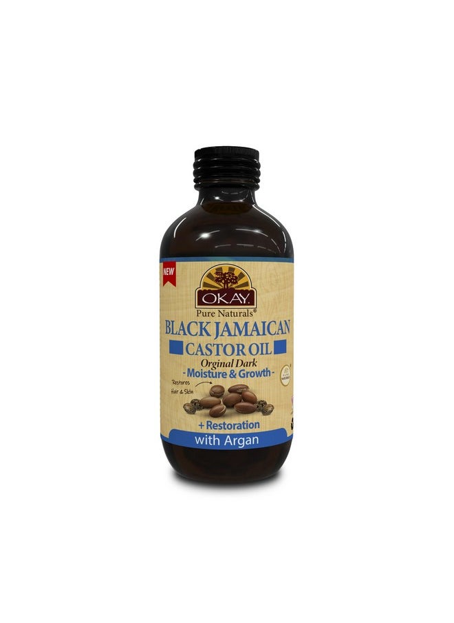 OKAY BLACK JAMAICAN CASTOR OIL ORIGINAL DARK with ARGAN OIL 4oz / 118ml