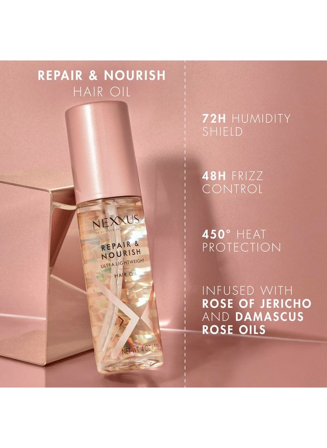 Nexxus Ultra Lightweight Hair Oil Repair & Nourish for Intense Nourishment with StyleProtect Technology & Rose of Jericho Oil 3.3 oz
