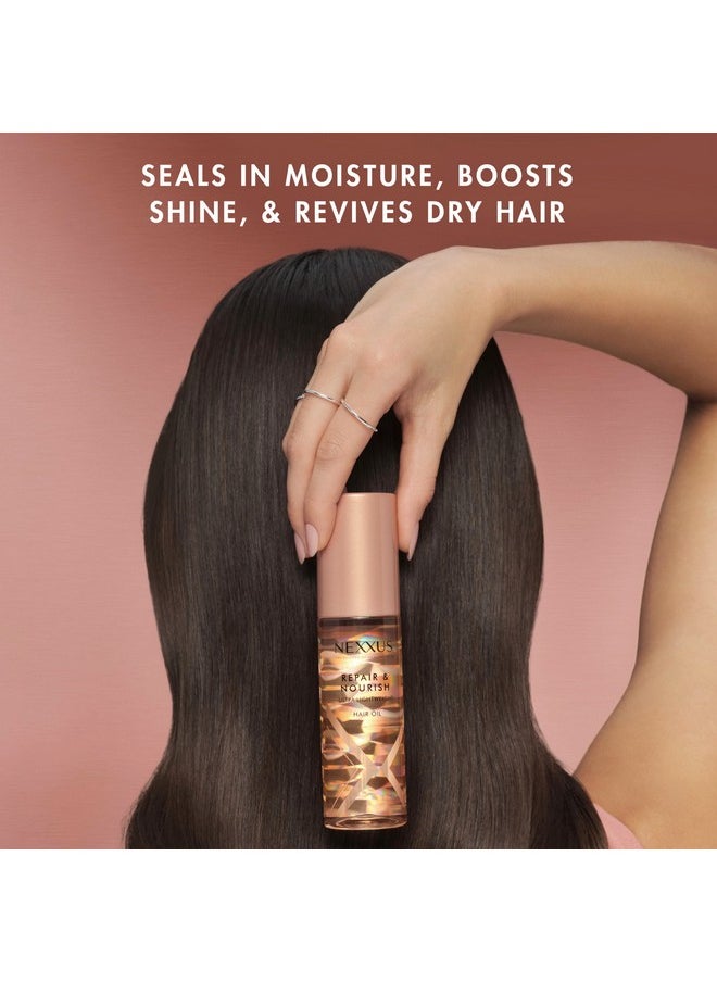 Nexxus Ultra Lightweight Hair Oil Repair & Nourish for Intense Nourishment with StyleProtect Technology & Rose of Jericho Oil 3.3 oz