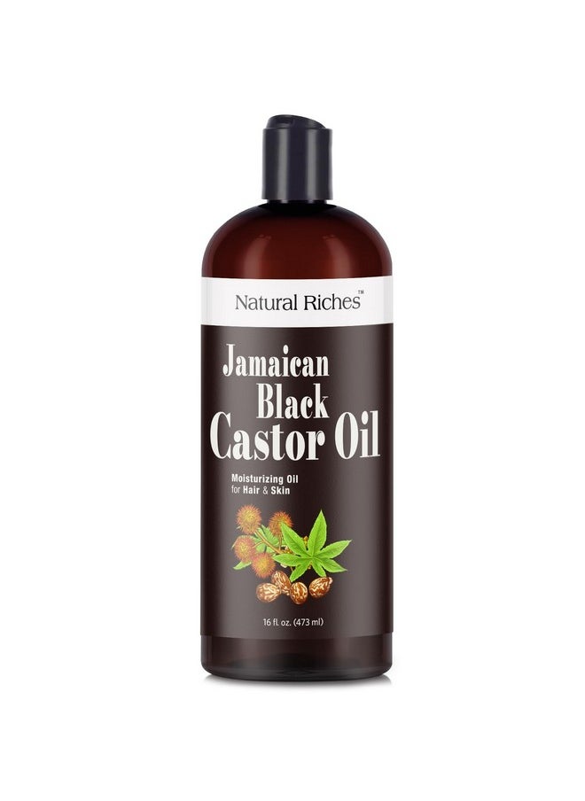 Natural Riches Jamaican Black Castor Oil Pure Organic Cold Pressed for Hair Growth Skin Care for Dry Skin Conditioning Eyebrows Eyelashes Scalp and Nail Moisturizes & Repairs 16fl.oz.