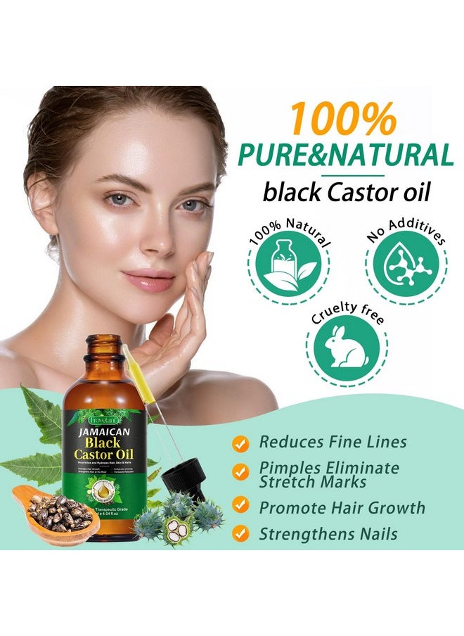 Jamaican Black Castor Oil, Organic Castor Oil for Hair Growth, Cold Press Unrefined, Thicker Eyelashes and Eyebrows, Massage Oil for Aromatherapy 60ML
