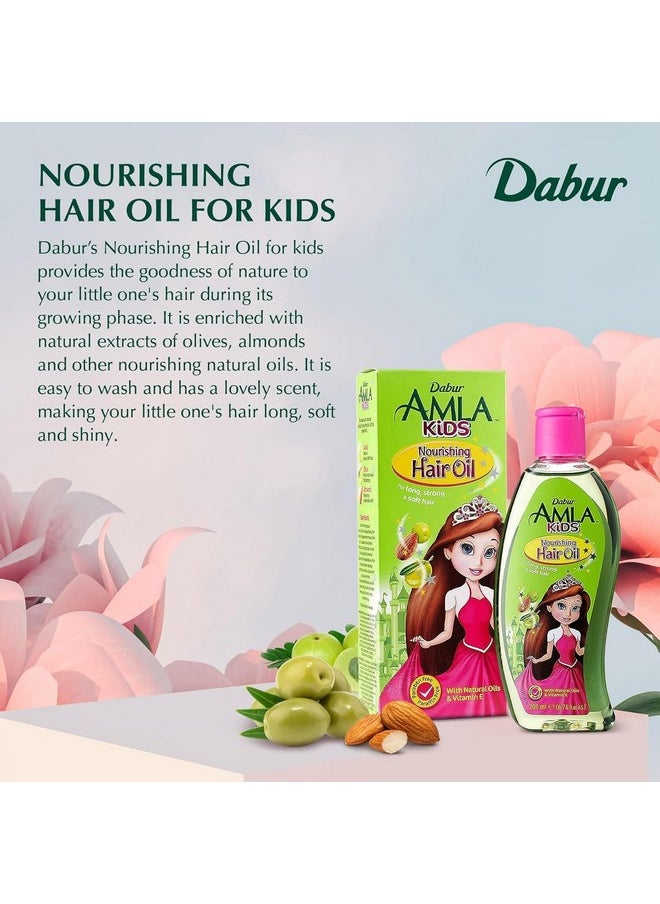 Dabur Amla Hair Oil - Natural Formula for Kids' Long, Strong, and Healthy Hair - Enriched with Olive and Almond - 200 ML Pack of 1