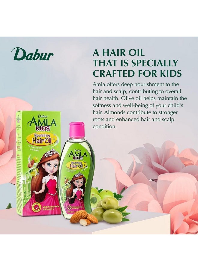Dabur Amla Hair Oil - Natural Formula for Kids' Long, Strong, and Healthy Hair - Enriched with Olive and Almond - 200 ML Pack of 1