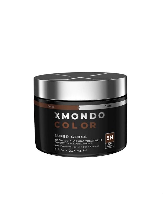 XMONDO Color Dark Brown Color Depositing Mask & Semi-Permanent Hair Dye Super Gloss | Infused with Bond Boosters for Nourishment, Revitalize & Repair, Vegan Formula, 8 Fl Oz 1-Pack