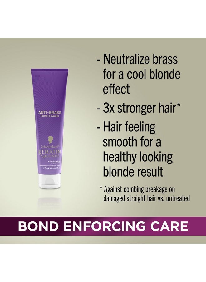 Schwarzkopf Keratin Blonde Anti Brass Purple Mask, 1 Application - Hair Dye Treatment Neutralizes Brassiness and Yellow Undertones, Hair Mask Strengthens Hair, Making it 3x Stronger