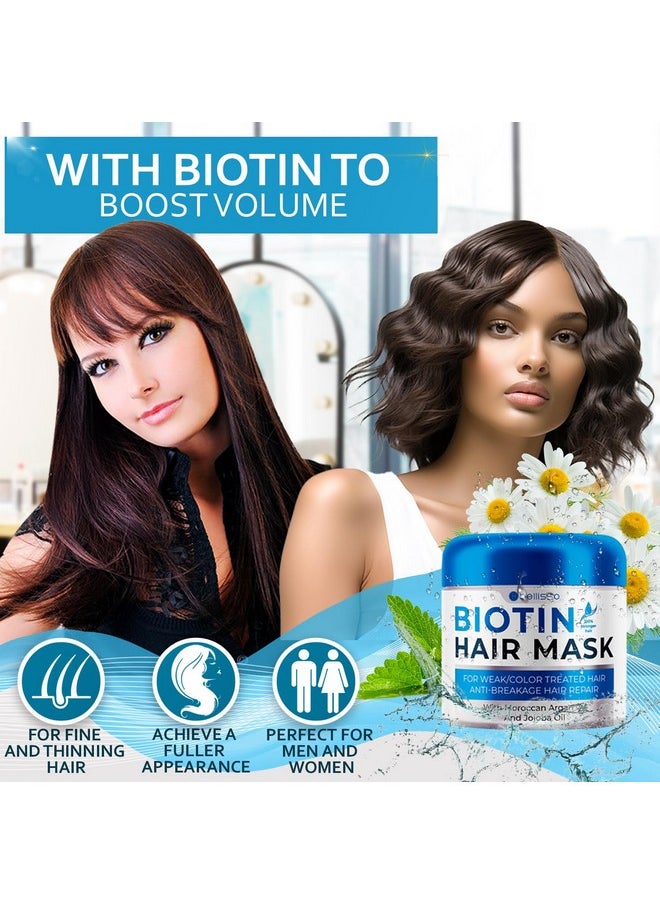 Biotin Hair Mask - Volume Boost and Deep Conditioner for Dry, Damaged Hair - Hydrating Repair Treatment for Women and Men - Moisture Conditioning for Curly Hair and Split Ends - Sulfate Paraben Free