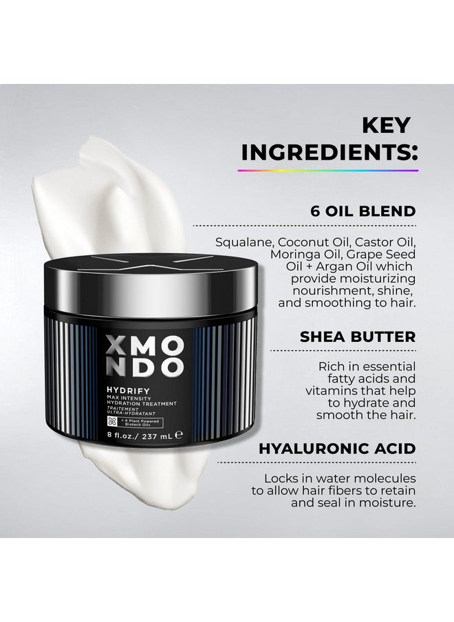 XMONDO Hair Hydrify Max Intensity Hydration Treatment | Designed with Signature 6 Blend Oil Blend Formula, Hyaluronic Acid & Shea Butter to Hydrate and Retain Moisture in Hair Molecules, 8 Fl Oz