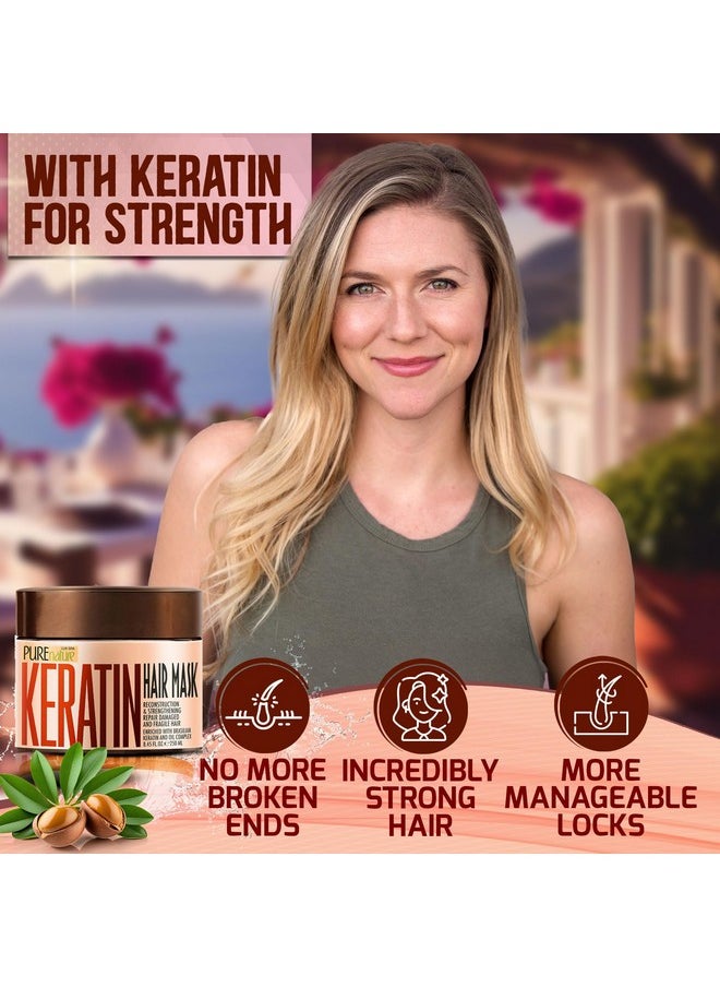 Keratin Hair Mask - Deep Conditioning Treatment for Dry and Frizzy Hair - Advanced Repair for Extremely Damaged Hair - Hydrating Conditioner with Collagen Protein, Moisturizing for Curly Women and Men