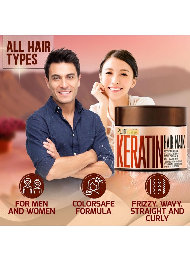 Keratin Hair Mask - Deep Conditioning Treatment for Dry and Frizzy Hair - Advanced Repair for Extremely Damaged Hair - Hydrating Conditioner with Collagen Protein, Moisturizing for Curly Women and Men