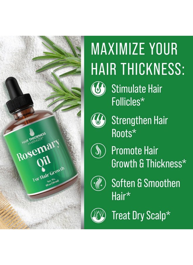 Rosemary Oil for Hair Growth For Men + Women - No Harsh Scent or Scalp Burn. Topical Treatment For Hair Loss Prevention, Hair Thickness, Regrowth. With Jojoba, Jamaican Black Castor, Peppermint 1oz