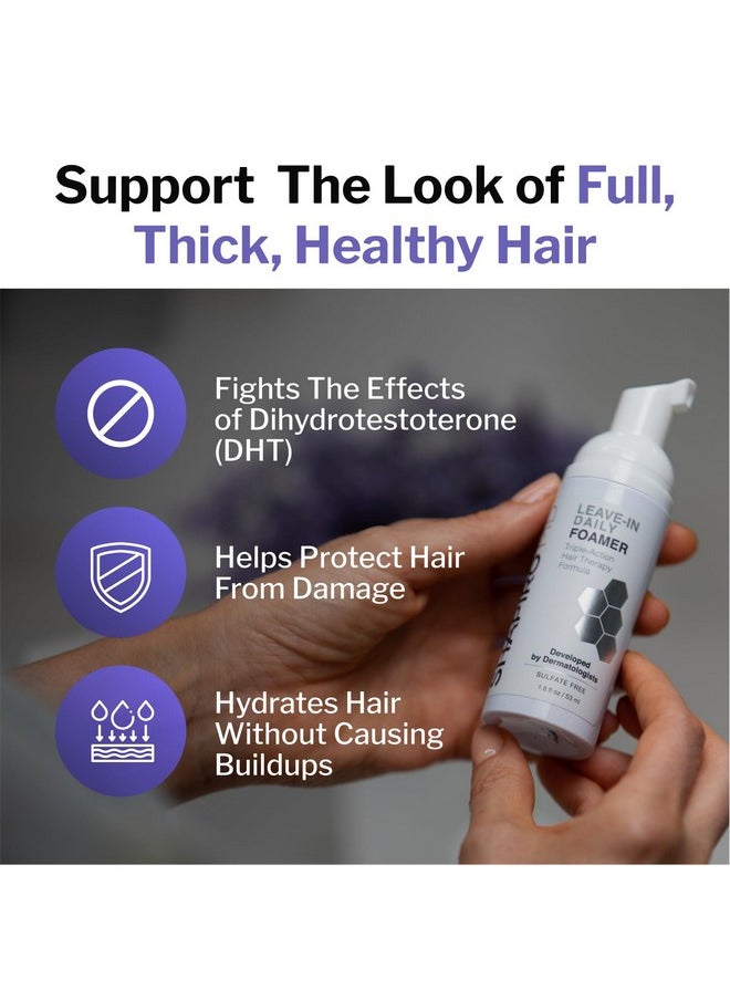 Hair Loss Leave-In Daily Foam | DHT Fighting Vegan Formula for Thinning Hair Developed by Dermatologists | Experience Healthier, Fuller & Thicker Looking Hair - Shapiro MD | 1-Month Supply