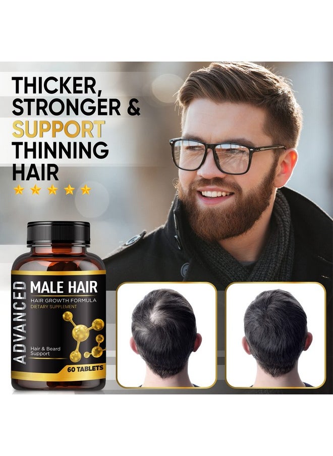 Hair Growth Vitamins For Men-Anti Hair Loss Support Vitamins Pills & Dht Blocker For Men.Regrow Hair & Beard Growth Supplement For Thicker Fuller & Stronger Hair. Support Thinning Hair With Biotin.