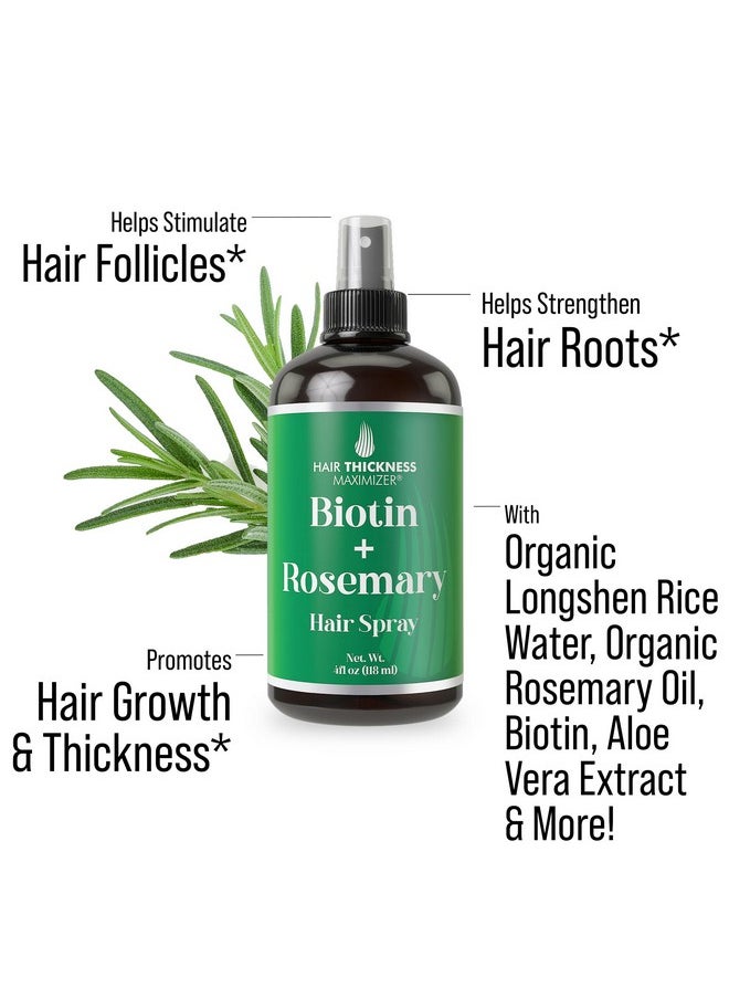 Biotin + Rosemary Oil Spray For Hair Growth. With Longsheng Rice Water. Vegan, Leave In Conditioner Serum For Women, Men. Thickening, Moisturizing, Strengthening Scalp Treatment For Dry, Weak Hair