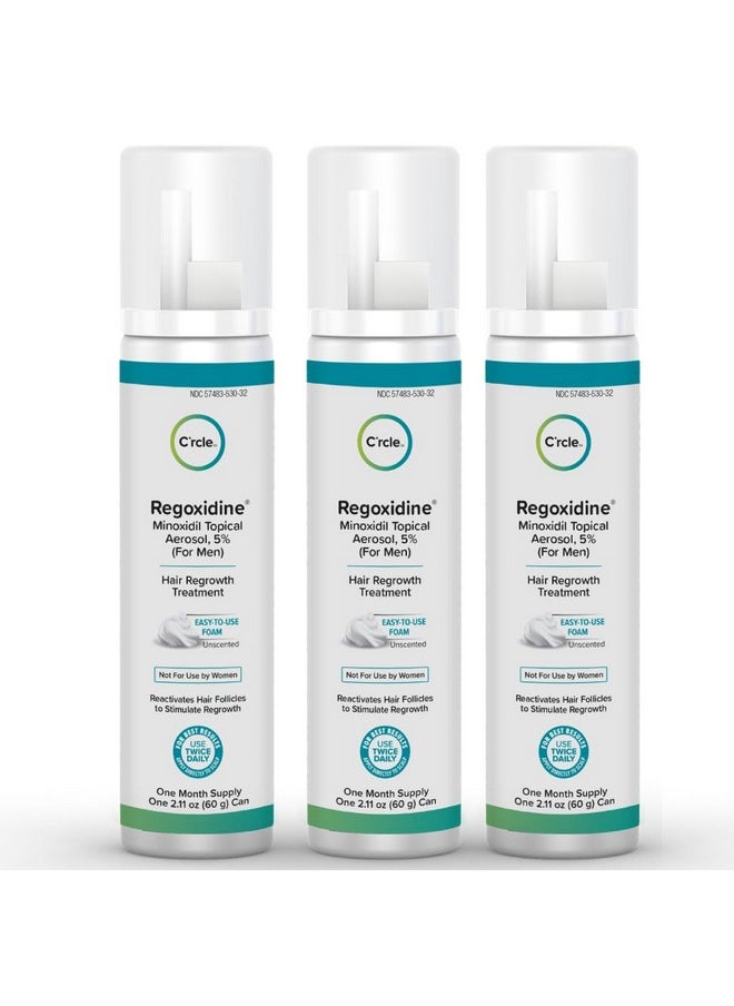 Regoxidine Men's 5% Minoxidil Foam & Topical - Helps Restore Vertex Hair Loss & Thinning Hair - Extra Strength Supports Hair Regrowth in Unscented Topical Aerosol Treatment (Foam, 3 Month's Supply)…