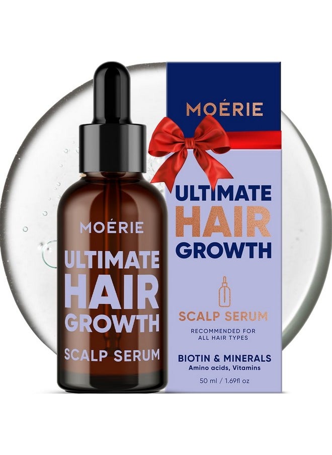 MOERIE Ultimate Hair Growth Serum for Natural Hair Regrowth & Thickening - Anti Thinning & Hair Loss Treatment for Women - Rapid Hair Growth Products - Scalp Oil Alternative - 1.69 fl oz / 50 ml