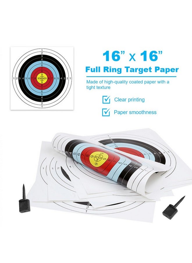 SenseYo 30 Pack Archery Targets Paper, Standard Bow Arrow Targets Archery for Hunting & Archery Targets, Target Archery Accessories for Hunting Backyard (10 Rings,16x16in)
